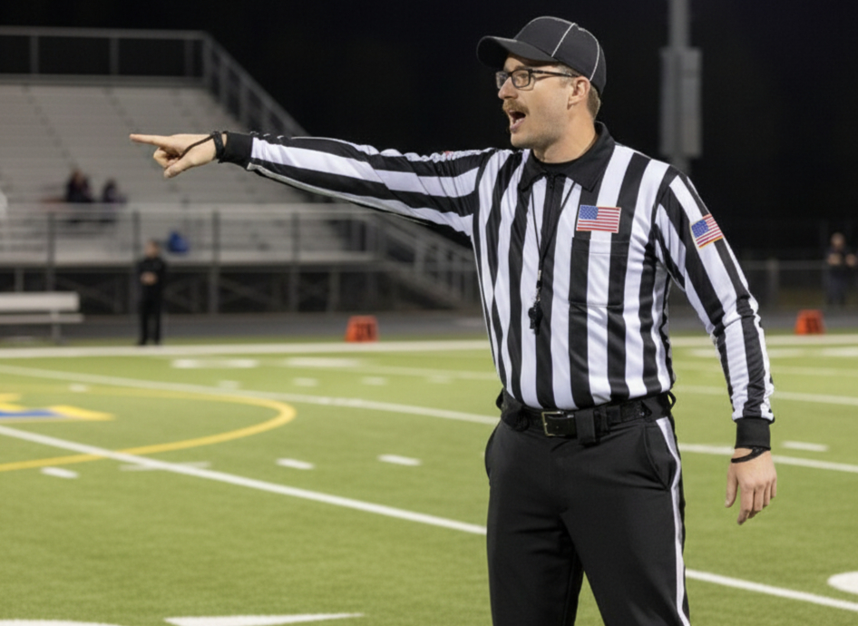 Brodie Dunham officiating a soccer game